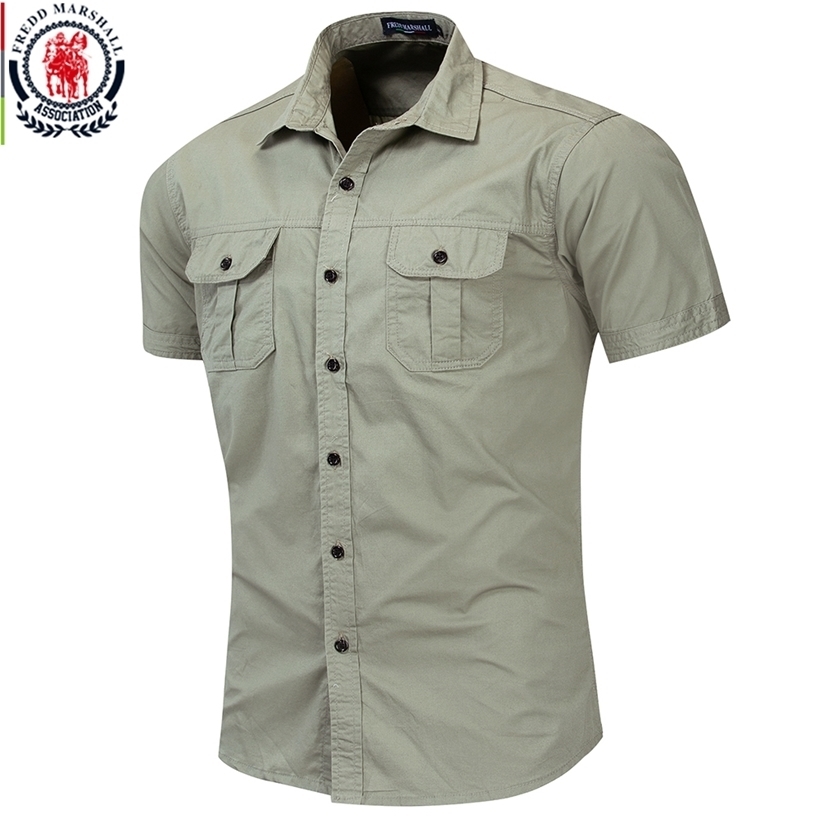 

Fredd Marshall Mens Military Shirt Men Short Sleeve Cargo s 100% Cotton Casual Solid Male Pocket Work 55889 220323, 55889 dark blue