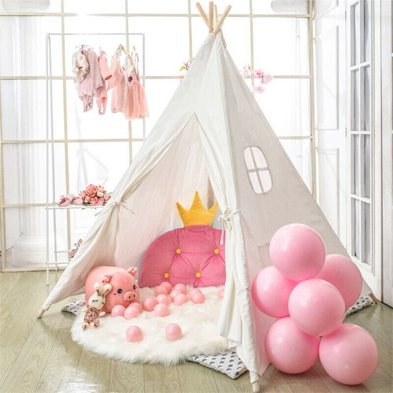 

135CM Teepee Tent for Kids Foldable Children's Play House Tents for Girl Boy Indoor Outdoor Wigwam Play House Toys for Children 220813