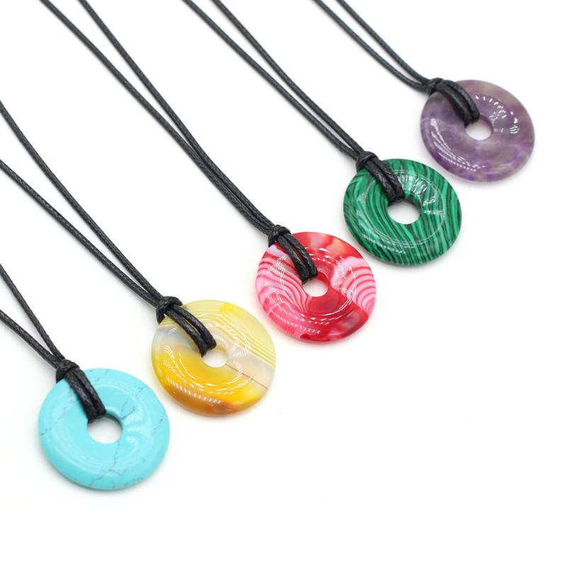 

Pendant Necklaces 10Pcs Natural Lapis Lazuli Agate Necklace 30x30mm Simple Stylish For Ms Men Jewelry GiftPendant