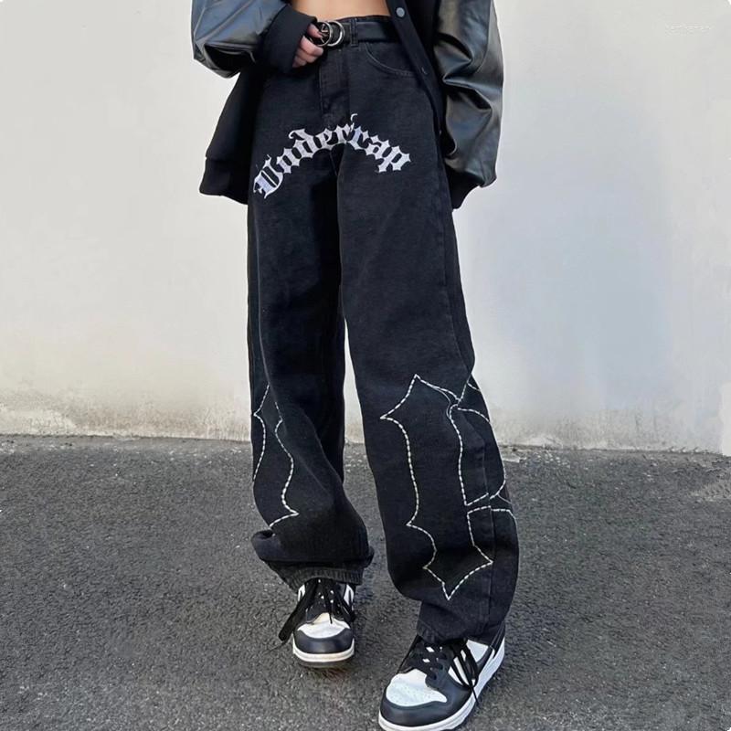 

Men' Jeans High Street Letter Embroidery Black Oversize Men Hip Hop Trousers Harajuku Straight Women Baggy Vintage Denim PantsMen' Bert22