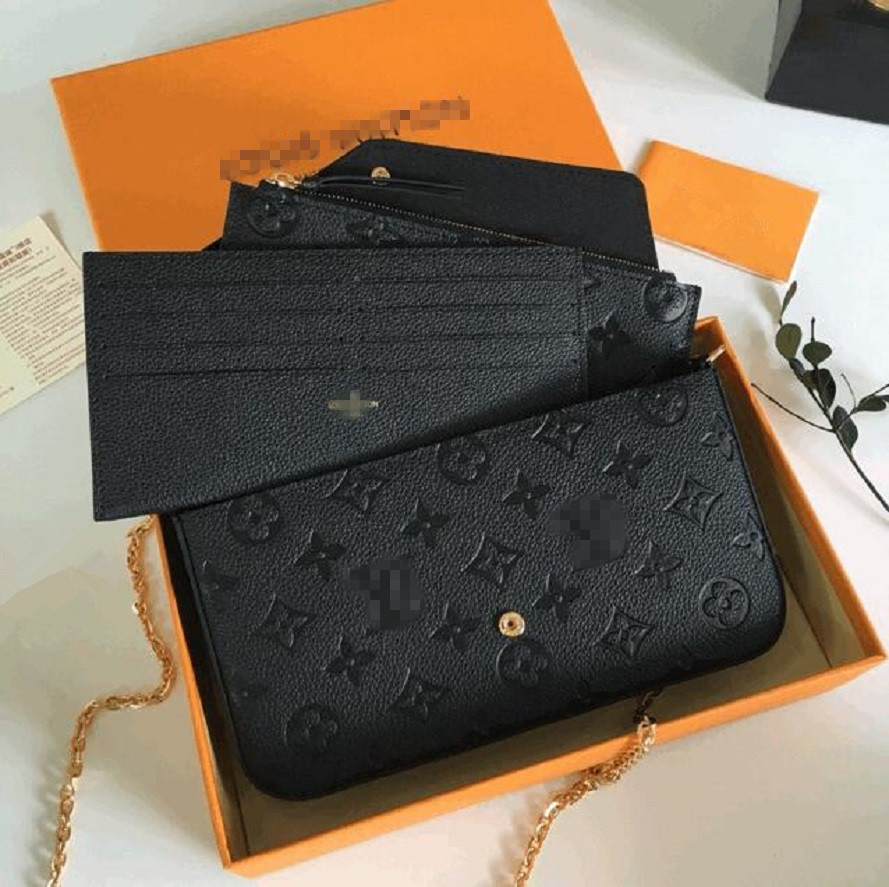 

Hot Top Original High Quality 3pcs set Luxury Designer Pochette Felicie Bags Woman Fashion Monogrames Multicolored Handbags Chain Crossbody Shoulder Bag With Box, Pink