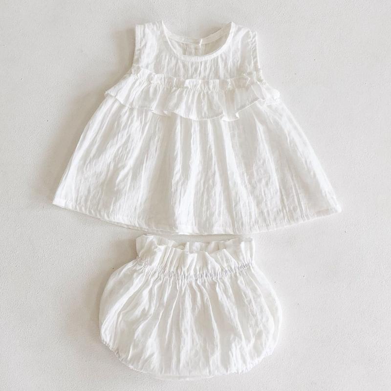 

Clothing Sets Summer Cute White Cotton Baby Girl Top+Shorts Pink Two-piece Set 3 6 9 12 18 24Month Toddler Infant Clothes OBS214806, Ivory