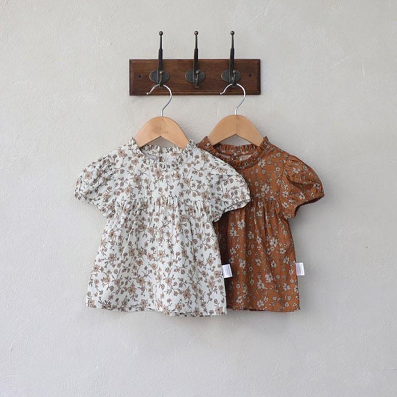 

Clothing Sets Kid Girl Retro Floral Set Fashion Comfortable Puff Sleeves T-shirt Loose Solid Cotton Pp Shorts Suit 2pc Baby ClothesClothing, Brown