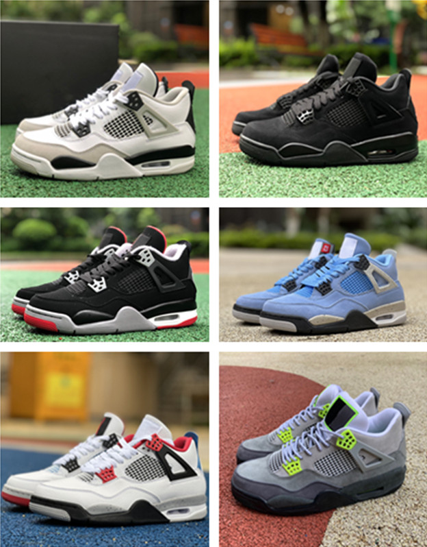 

With box Hot Black Cat Tour Yellow 4 4s University Blue Casual Shoes Oreo Bred Shimmer Military Black Neon Motorsport Cool Grey Fire red Desingers, Color-6