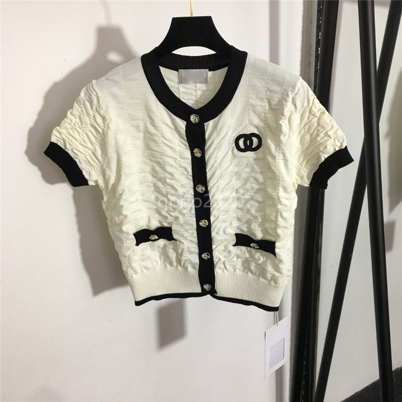 

2022 womens summer knit tee designer tops with letter pattern milan runway cotton designer crop top t-shirt clothing high end cardigan sweater, White