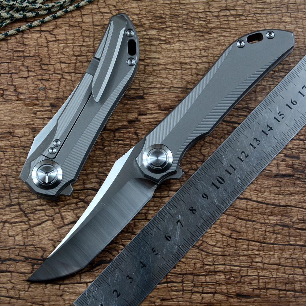 

TWOSUN Folding Knife M390 Satin Blade TC4 Titanium Handle Outdoor Camping Hunting Pocket Knife EDC Tools TS196