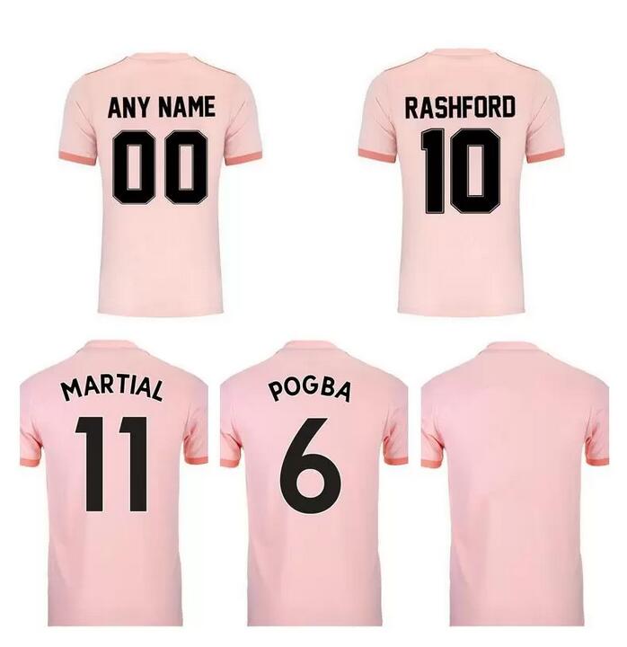 

2018 2019 Retro Manchester ALEXIS POGBA RASHFORD away pink Soccer Jersey 18 19 UNITED adult man Vintage football shirt Classic uniform utd, White