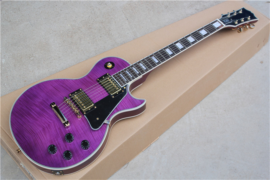 

Custom Electric guitar with Flame Maple top in purple , All Color are Available, high quality guitar