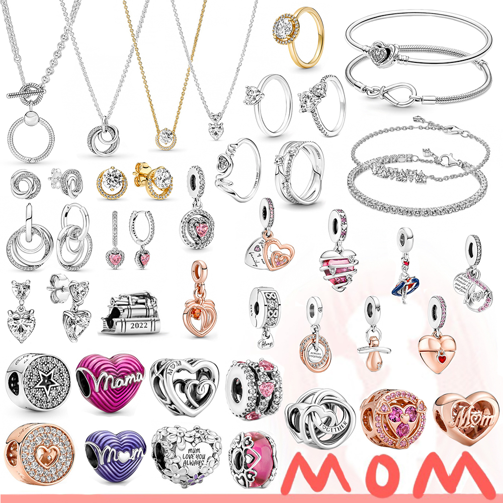 

925 Sterling Silver Dangle Charm Balloon Charm Bead Purple Heart Mom Pendant Beads Bead Fit Pandora Charms Bracelet DIY Jewelry Accessories