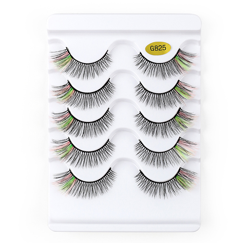 Natural Thick Curly 3D Color False Eyelashes Soft & Vivid Reusable Hand Made Messy Crisscross Multilayer Fake Lashes 5 Pairs Set Eyelash Extensio-image-760451371