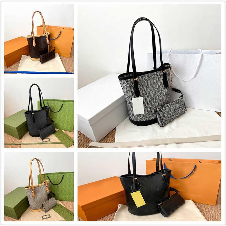 

Summer handbags + Wallet Two Piece Sets Large Capacity Crossbody pack Full Printed Girls Retro Leather Coin Purse Casual Totes Bags S41201