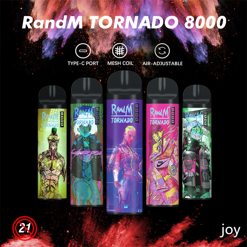 

RandM TORNADO 8000 Puff Disposable Vape Pen E Cigarette 850mAh Battery Mesh Coil 16ml With Airflow Control Rechargeable Prefilled Pod Big Vapor Kit Original 0% 2% 3% 5%
