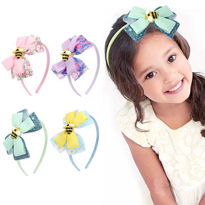 

Hair Accessories Double Satin Ribbon Bow Band Printing For Gilrs BACK TO SCHOOL Handmade Headband Bee Cerchietto Capelli