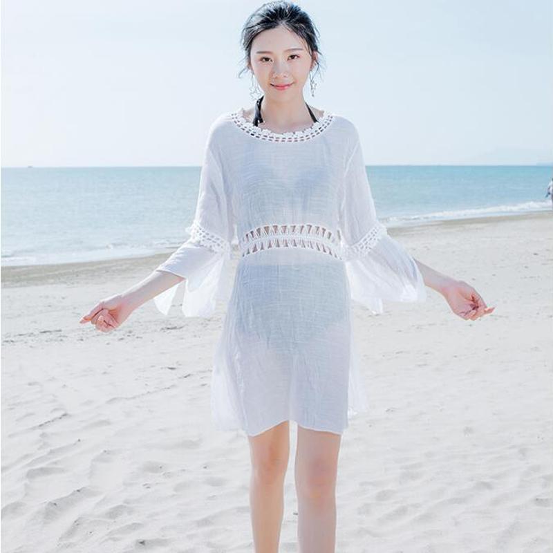 

Women's Swimwear Women Bikini Beach Cover-up 2022 Summer Splice Chiffon Cover Up Bathing Suit Ladies Wear Blouse C1798Women's, White