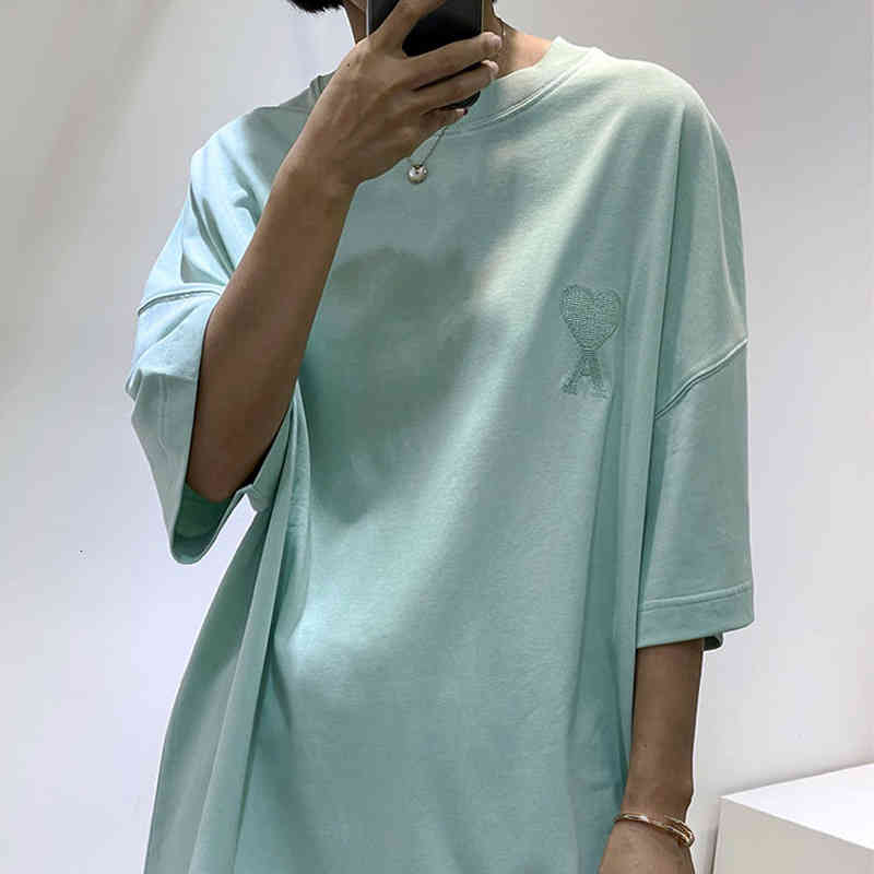 T-shirt pour femmes dawangjia aw niche tendance lâche amour un t-shirt à manches courtes blanches brodées