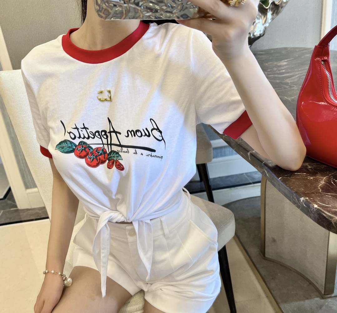 

Spring / summer 2022 new Milan Fashion bandage slit design t-shirt01, Ivory