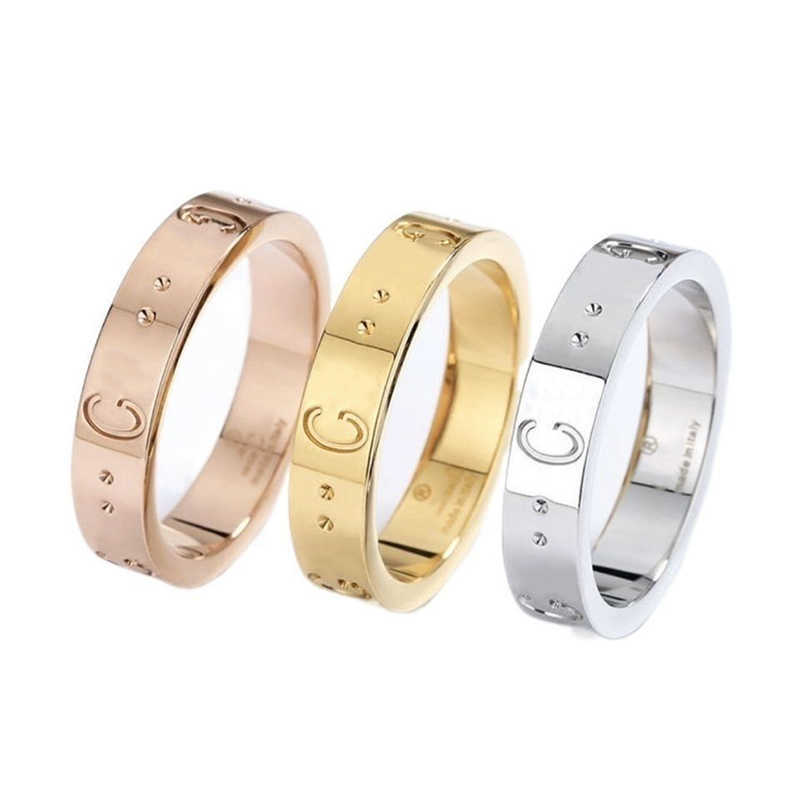

2022 Fashion Europe Style Ring Designer Plain Rings Lucury Steel Engraved Letter G Mens Women Jewelry Man High Quality Casual Ring D2111103HL