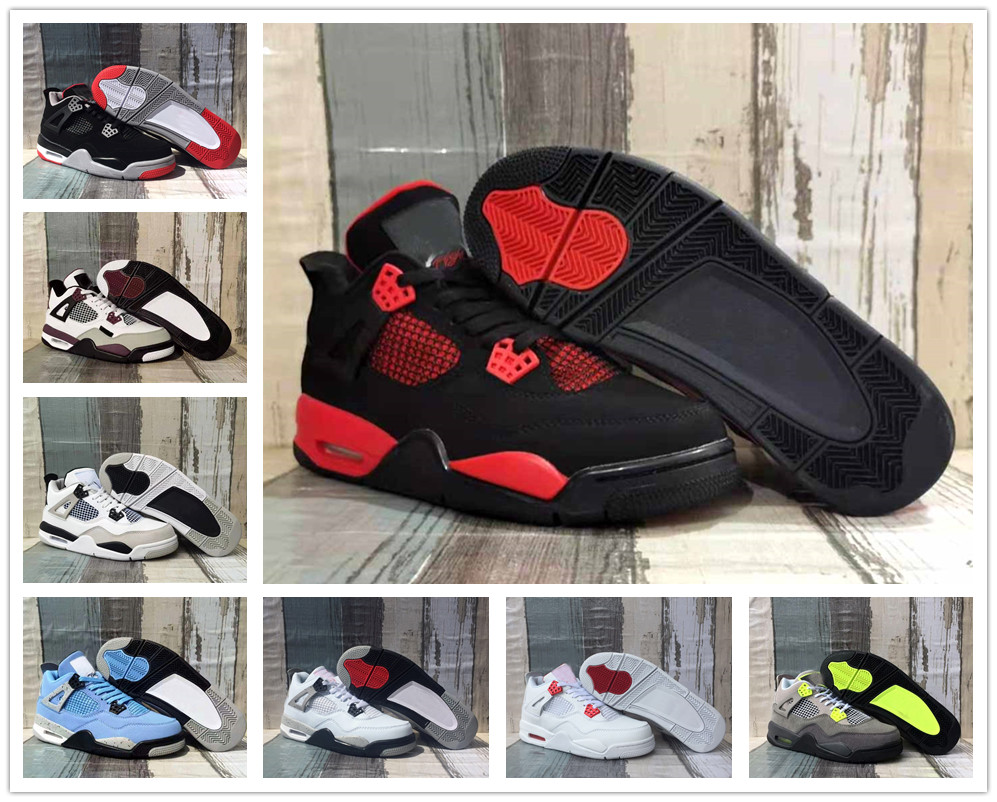 

Jumpman 4s 4 Basketball Shoes University Blue White Oero Shimmer Black Cat Lightning Union Noir Fire Red Bred Pure Money Metallic Purple