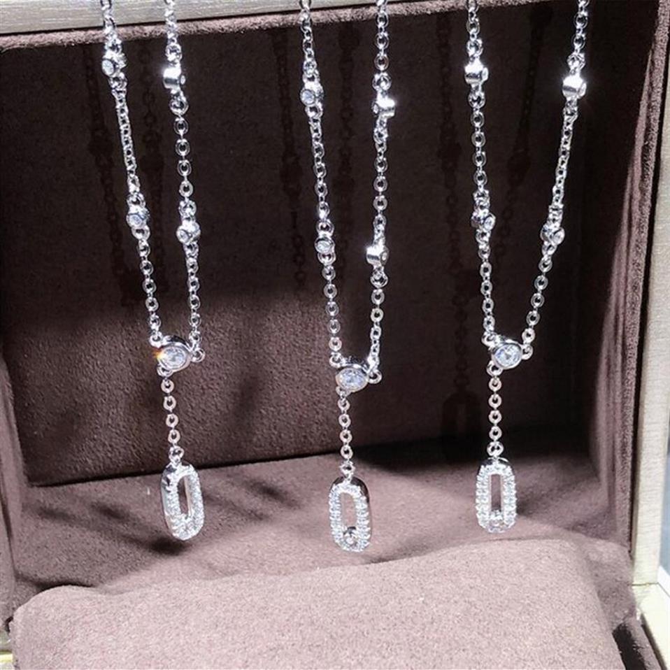 2019 New Arrival Luxury Jewelry 100% Pure 925 Sterling Silver White Sapphire CZ Diamond Move Anklets Gemstones Cute Sweet Anklets 306h