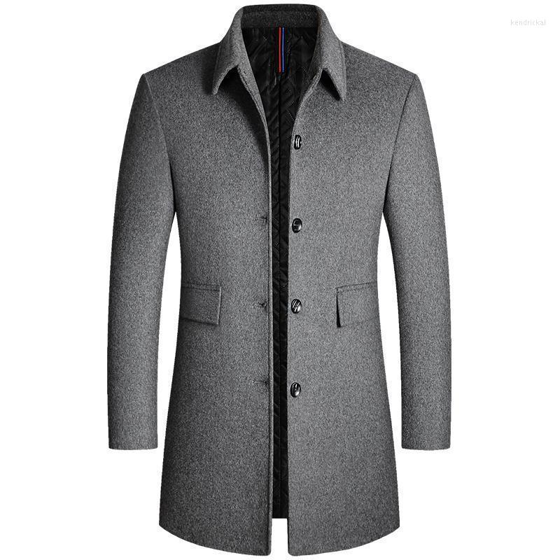 

Men's Trench Coats Brand Winter 40% Wool Men Thick Turn Down Collar Male Fashion Blend Superior Outerwear Jacket -4Xl SizeMen's Kend22, S2102 black