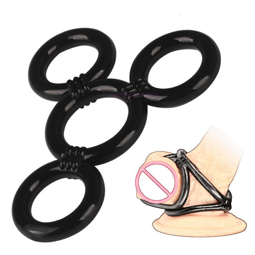 Quadruple Lock Semen Cock Rings Penis Massage Masturbation Sex Toys For Men Testicle Ball Stretcher Cage Delay Time-image-767932382