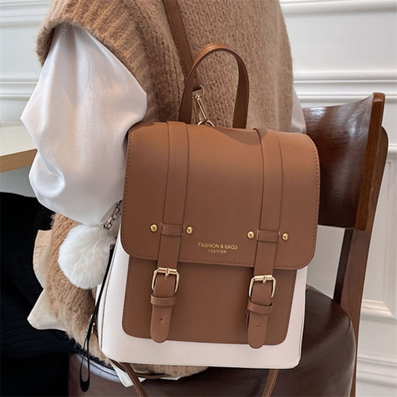 

Women Designer Backpacks High Quality Leather Travel Backpack Sac A Dos Small School Bags for Teenage Girls Female Back Pack 220514, 1039coffee