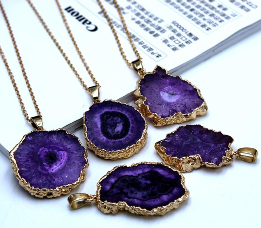 

Pendant Necklaces Natural Stone Gold Chrysanthemum White Agates Quartz Crystal For Diy Jewelry Making Necklace Accessories5PCS A4Pendant