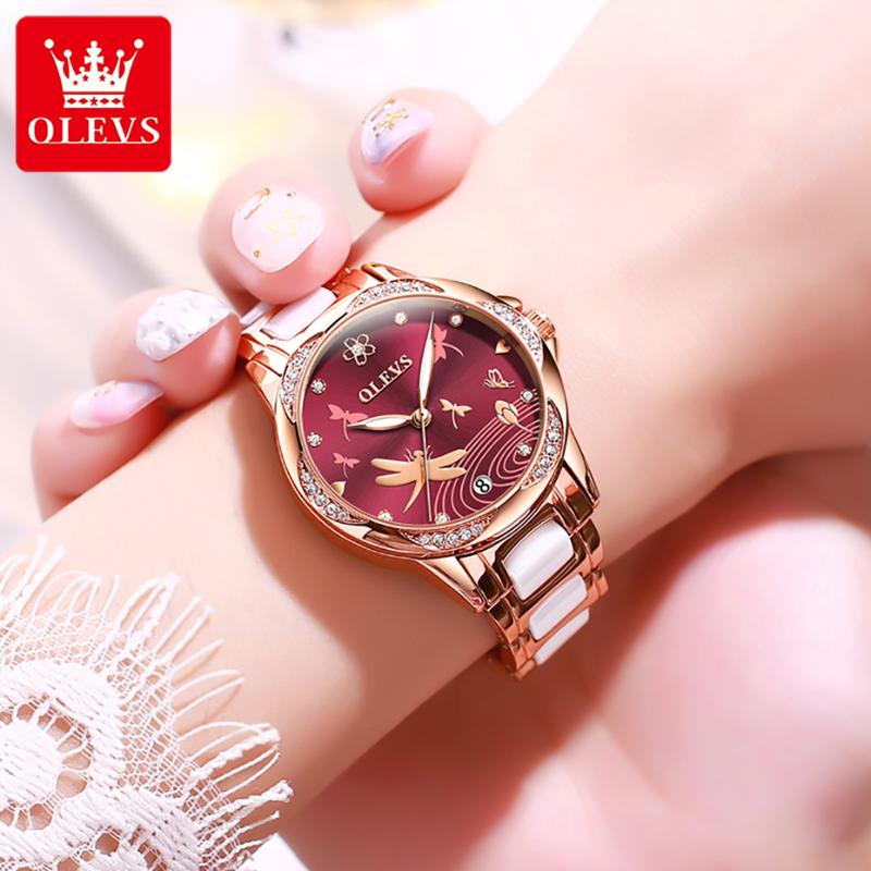 

Wristwatches Waterproof Watch For Women Luxury Top Brand Watches Ceramic Strap Original Wristwatch Montre Femme, White