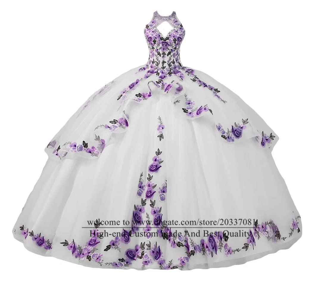 

2022 Flowers Lace Embroidery Quinceanera Dresses Ruffles Prom Ball Gown Sweet 16 Dress Vestidos De 15 Anos, Burgundy