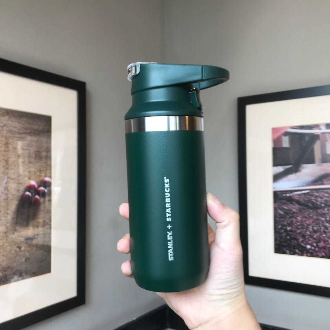 2020 Starbucks cup anniversary dark green Stanley stainless steel thermos cup water cup 384ml-image-760863008