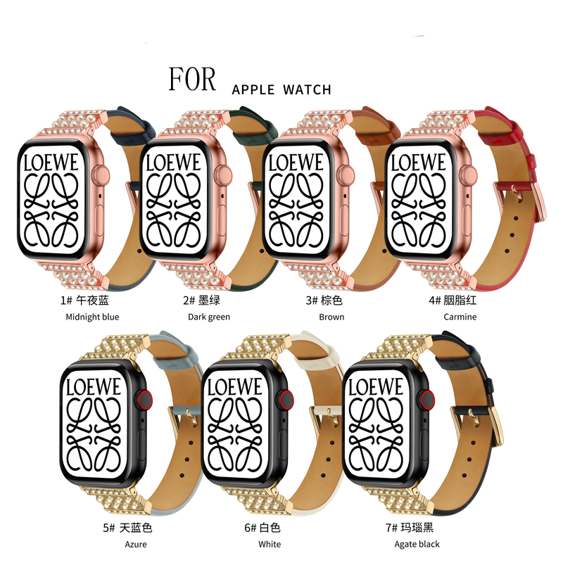 

Designer Watchband For Smart Apple Watch Band Watches Bands Strap Series 6 7 S7 40MM 41MM 44MM 45MM Universal Leather bracelet designers Smartwatch Watchs Straps USA