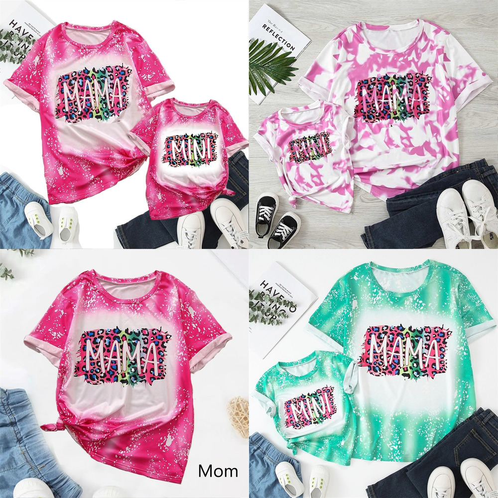 

Mama Mini Leopard Matching T-shirts 2022 Mothers Day Gift Mum Daughter Summer T Shirt Family Funny Slogan Sports Casual Sweat Shirts Short Sleeve Outfits Tops T4194H1, Rose red t