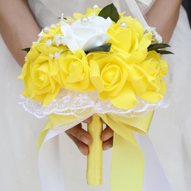 

Wedding Flowers Bouquet Bridal Bridesmaid Fake Foaml Rose With Lace Romantic Party Sfestival Uppliesfestival Festival DecorationWedding