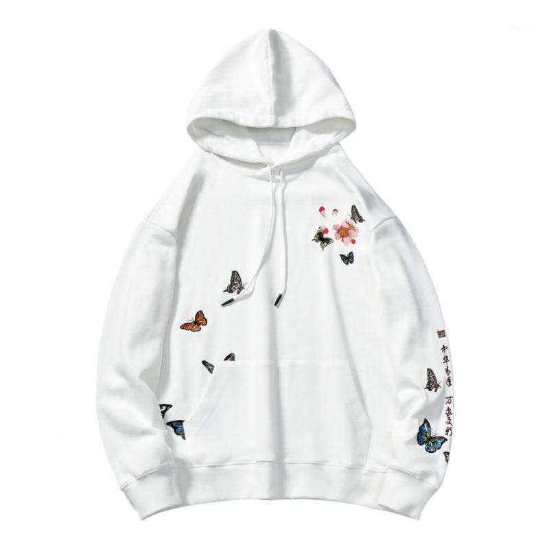 

Chinese Style Embroidery Butterfly Flowers Sweatshirts Hoodies Pullover Hooded Tops Women's &, Black