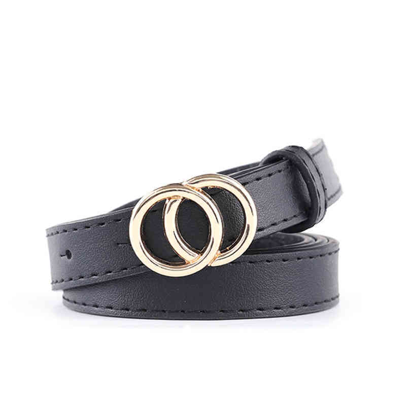 

New double-ring buckle casual fashion belt, Black