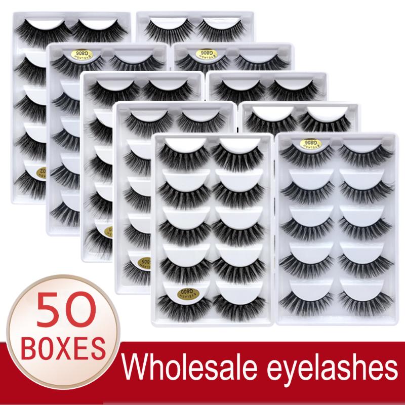 

False Eyelashes Wholesale 20/30/50 Boxes 5 Pairs 3D Mink Lashes Natural Soft Makeup Fake Eye Cilios G806 G800