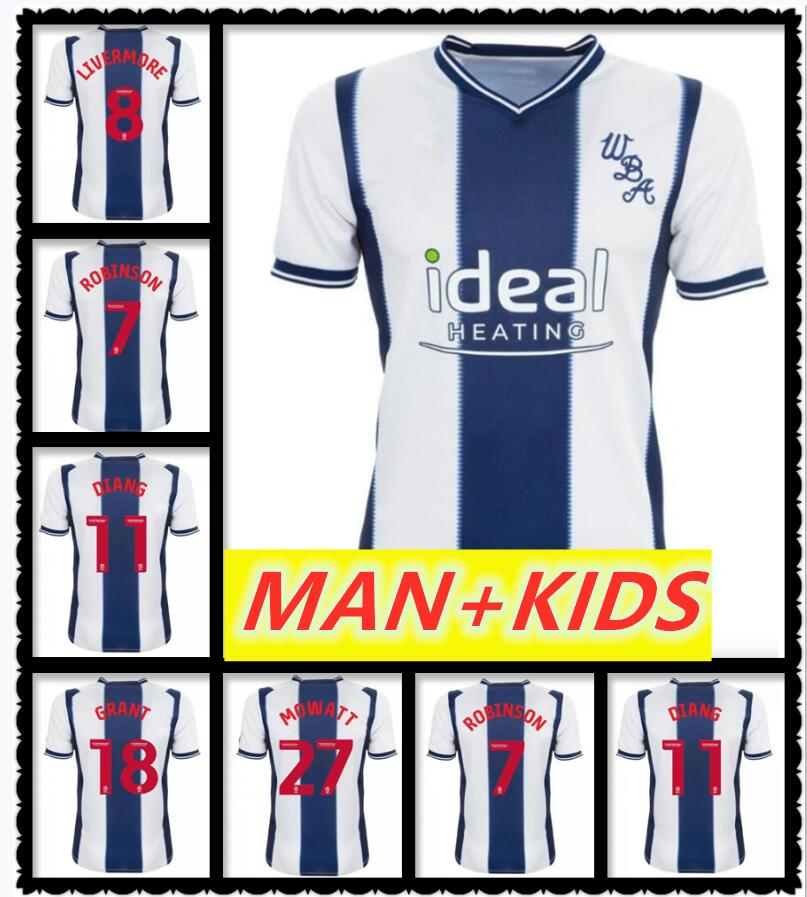 

22 23 West Bromwich Soccer Jerseys LIVERMORE DIANG BRUNT Albion football shirt 2023 2022 Home Away Robson-Kanu GRANT Men Kits sets uniforms, Kids size