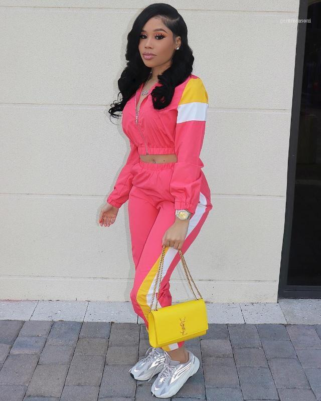 

Women's Tracksuits 2 Two Piece Set Top And Pants Women Tracksuit Casual Outfit Sports Suit Green Patchwork Sweatsuits Clothing Size S-2XL1