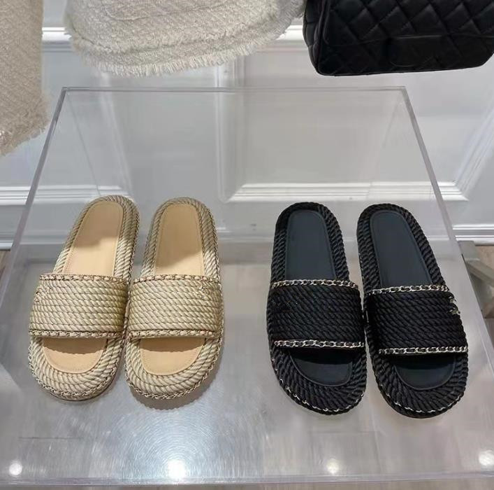 

New Platform Woven Sandals Outer Wear Holiday Fisherman Shoes Hemp Rope Non-slip Sandals Beach Shoe, Beige