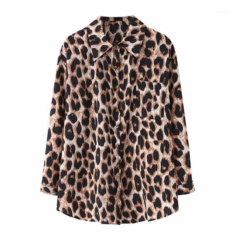 

Women's Blouses & Shirts Fashion Plus Size 5XL Leopard Shirt Women Long Sleeve Single-breasted Blouse Casual Tops Female Loose Chiffon G151
