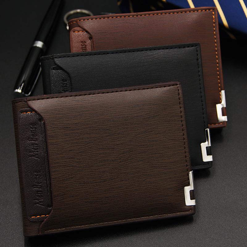 

Wallets Pu Leather Men's Wallet Short Multifunctional Fashion Casual Iron Edge Card Holder Storage WalletWallets, Black
