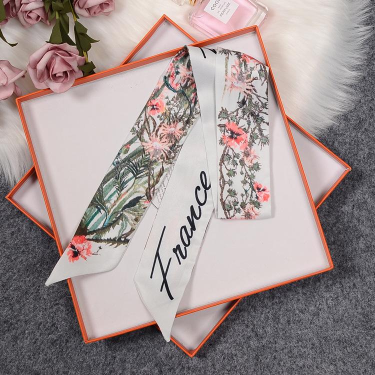 

Scarves Flowers And Plants Print Bag Wraps Scarf Hair Band Silk-like Riband Small Ribbon Multi Choker 100x6cm BLX4Scarves