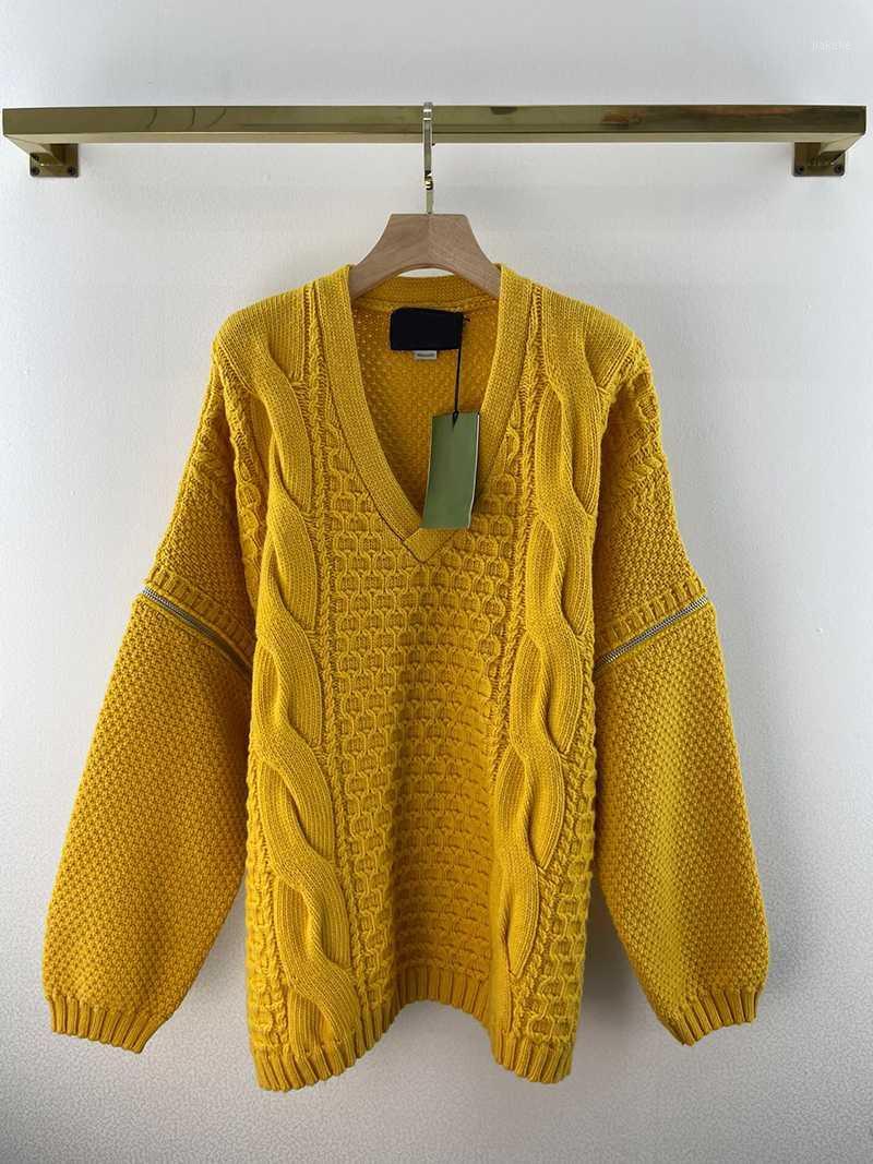 

Women' Sweaters Women Sweater 2022 Autumn Winter Soft V-Neck Unique Design Loose Pullover Casual Daily High Quality Knitted Clothing, No.2