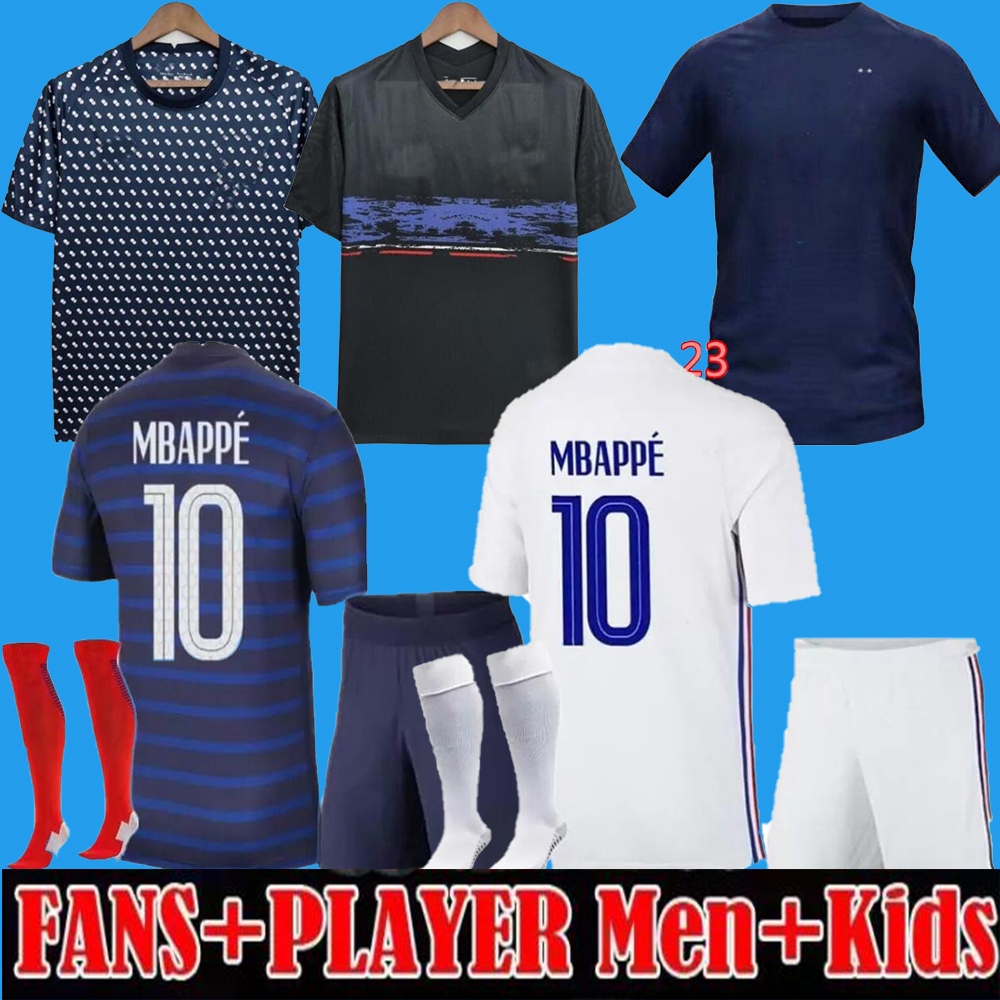 

French club Full Sets soccer jersey 2022 2023 BENZEMA FEKIR PAVARD MBAPPE 22 23 World POGBA cup GIROUD KANTE Maillot de foot equipe Maillots kit + Men football shirt, Home +patch