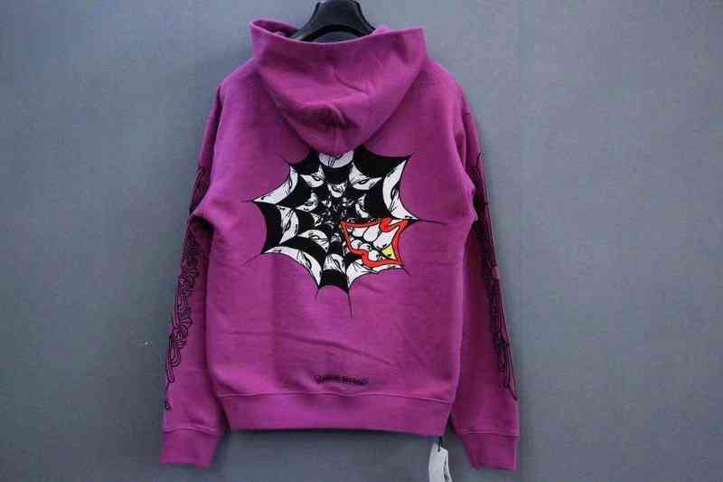 

Factory Online Export New Designer Brand Sweater Crogao Street Ch Purple Graffiti Web Print Loose Hooded Plush Thickened Long Sleeve