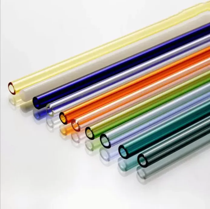 

20cm Reusable Eco Borosilicate Glass Drinking Straws Clear Colored Bent Straight Milk Cocktail Straw High temperature resistance FY5155 C0325
