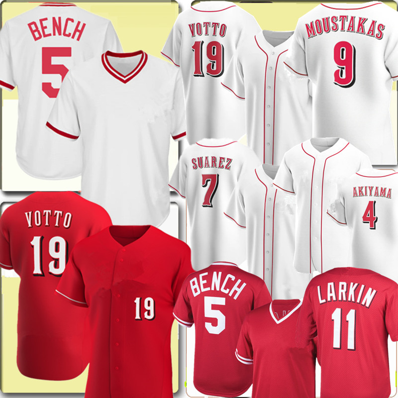 

5 Johnny Bench 19 Joey Votto Baseball Jerseys 11 Barry Larkin 7 Eugenio Suarez Jersey Shogo Akiyama Ken Griffey Jr Yasiel Puig Chris Sabo Pete Rose Moustakas, Men hongren