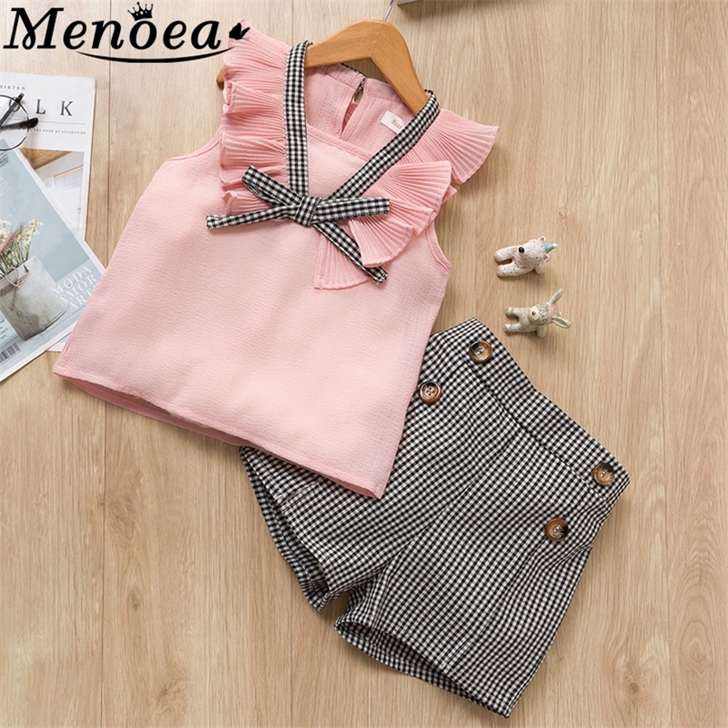 

Menoea Girls Clothing Sets Style Summer Childrens Clothes Cute Dots Lace Bow Short Pants 2pc Suits Kids Outfits 220616, Ax1134 pink