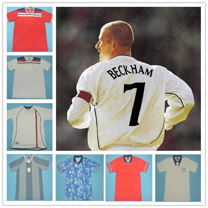 

RETRO 1982 98 02 94 88 90 92 06 English soccer jersey Shearer Gascoigne Lineker Shilton Gerrard Lampard Scholes Owen KEEGAN JORDI BECKHAM, 82