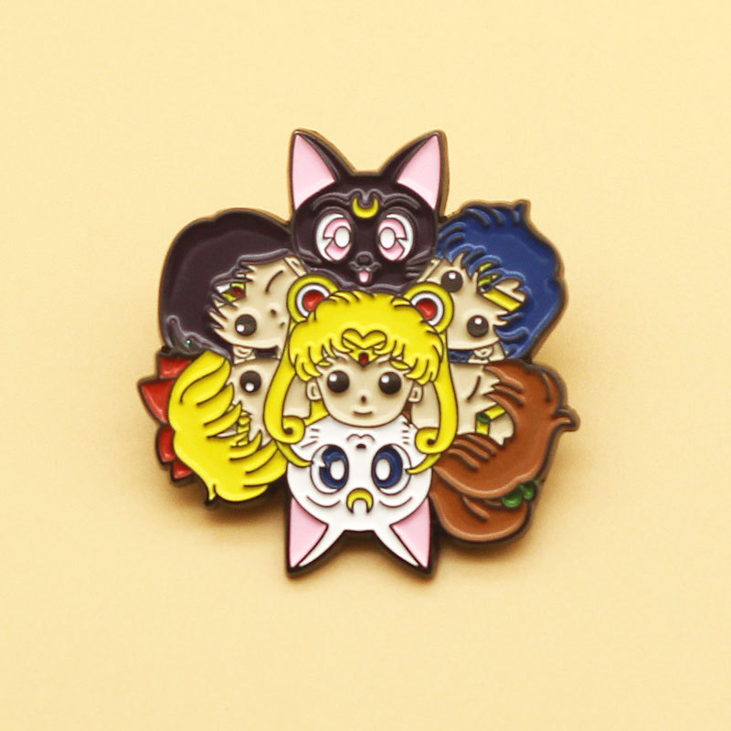 

Sailor Moon Spinning Enamel Pin Cute Anime Badge For Best Friend Brooch Gift Fashion Jewelry, As picture